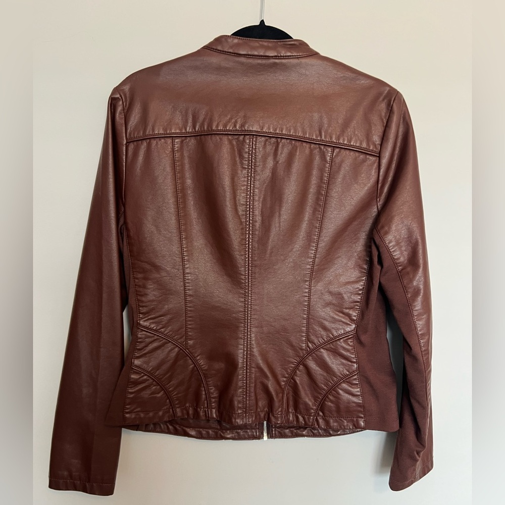 Kenneth Cole Reaction Brown Leather Jacket Size L - Picture 3 of 8
